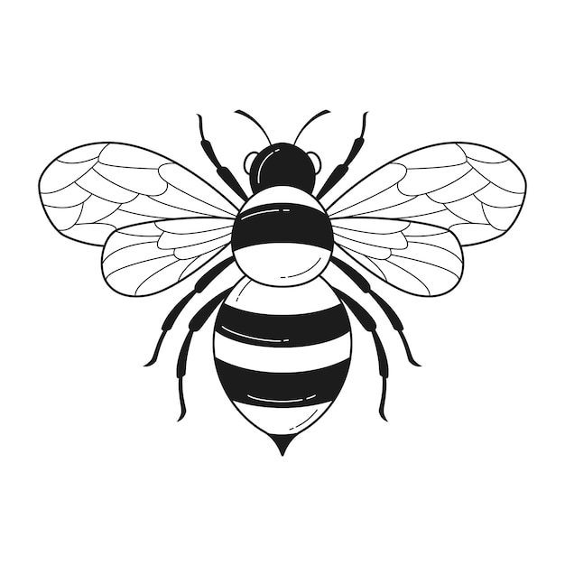 Нарисованная рукой иллюстрация наброска пчелы
