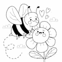Free vector hand drawn bee outline illustration