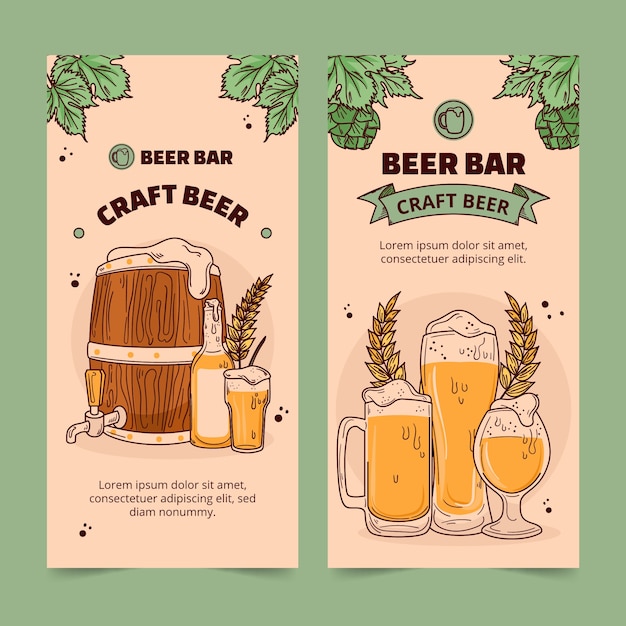 Vettore gratuito disegno di banner bar birra disegnato a mano