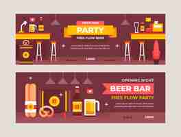 Free vector hand drawn beer bar banner template