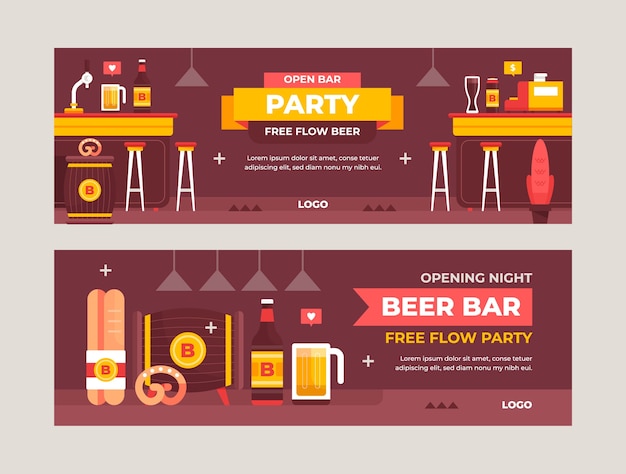 Hand drawn beer bar banner template