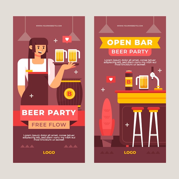 Vettore gratuito modello di banner bar birra disegnato a mano