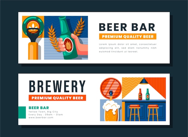 Free vector hand drawn beer bar banner template