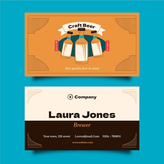 Hand drawn beer bar business card template