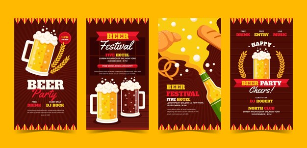 Free vector hand drawn beer bar instagram stories