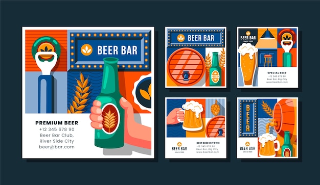 Hand drawn beer bar instagram template