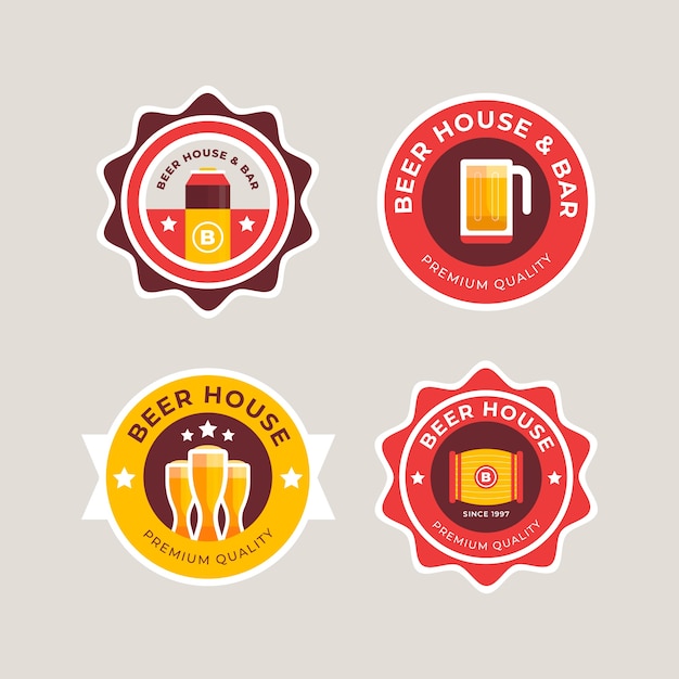 Free vector hand drawn beer bar label collection