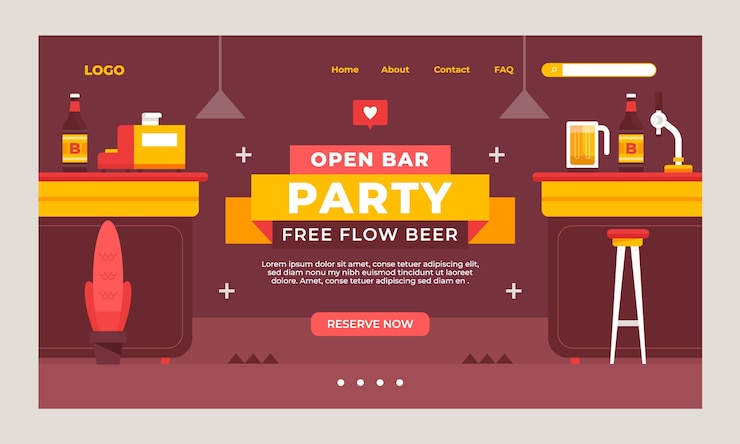 Free Vector hand drawn beer bar landing page template