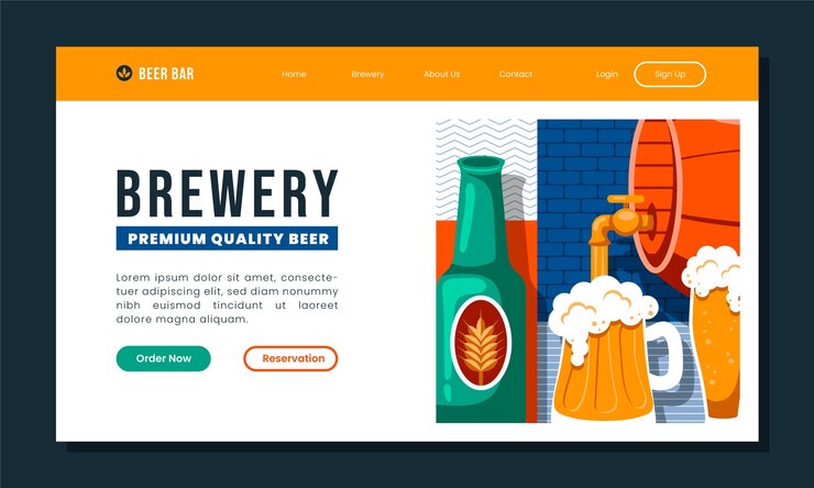 Free Vector hand drawn beer bar landing page template