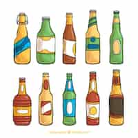 Free vector hand drawn beer bottle collection