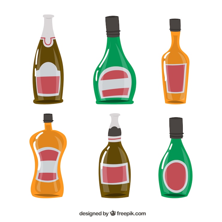 無料Vector 手描きのビール瓶のコレクション