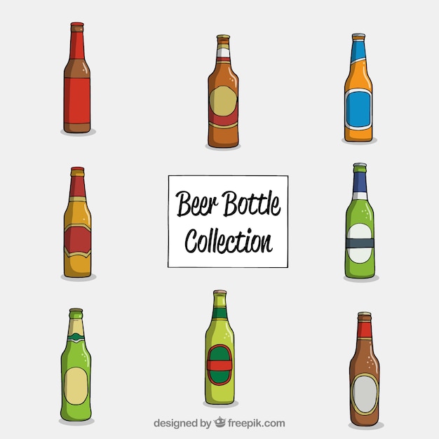 Free vector hand drawn beer bottle collection