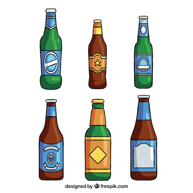 Hand drawn beer bottle collection 