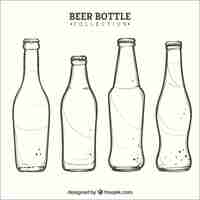 Free vector hand drawn beer bottle collection