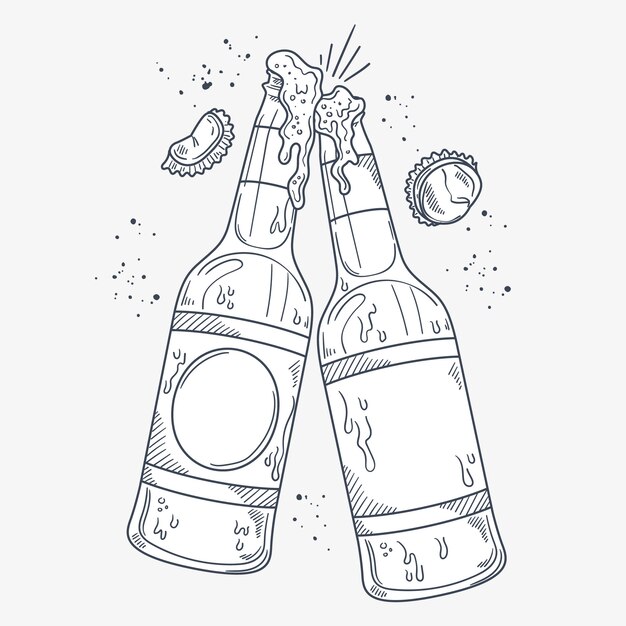 手描きのビールボトルのイラスト