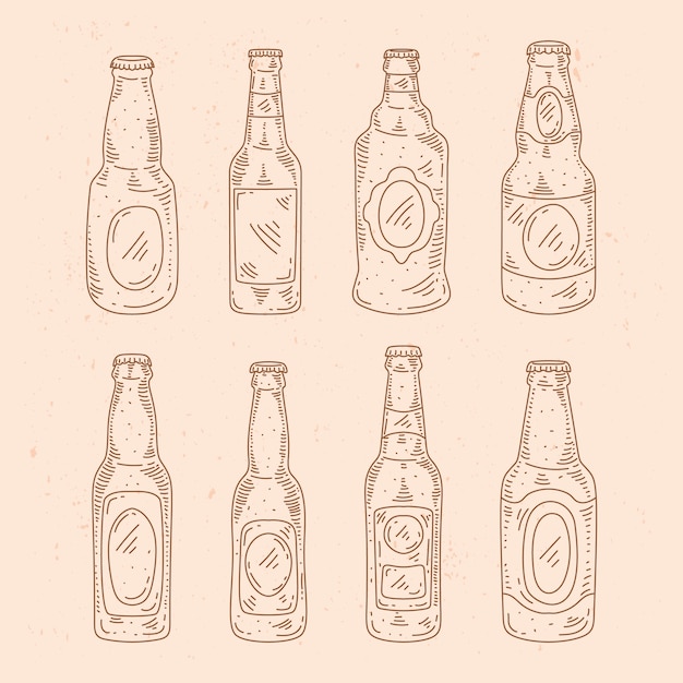 手描きのビール瓶の描画イラスト