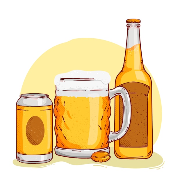 Vettore gratuito elemento di disegno della birra disegnato a mano