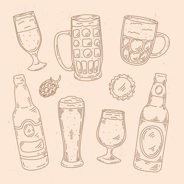 Hand drawn beer  drawing illustration