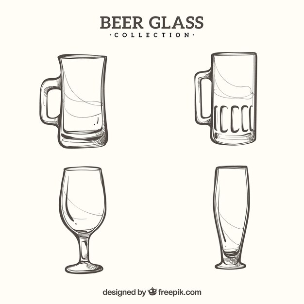 Hand drawn beer glass & mug collection