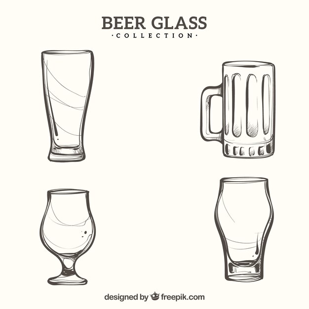 Hand drawn beer glass & mug collection