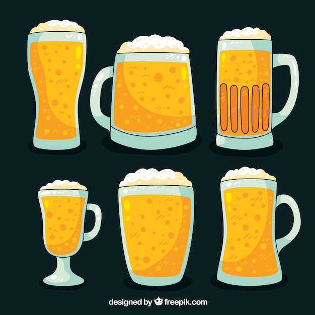 Free vector hand drawn beer glass & mug collection