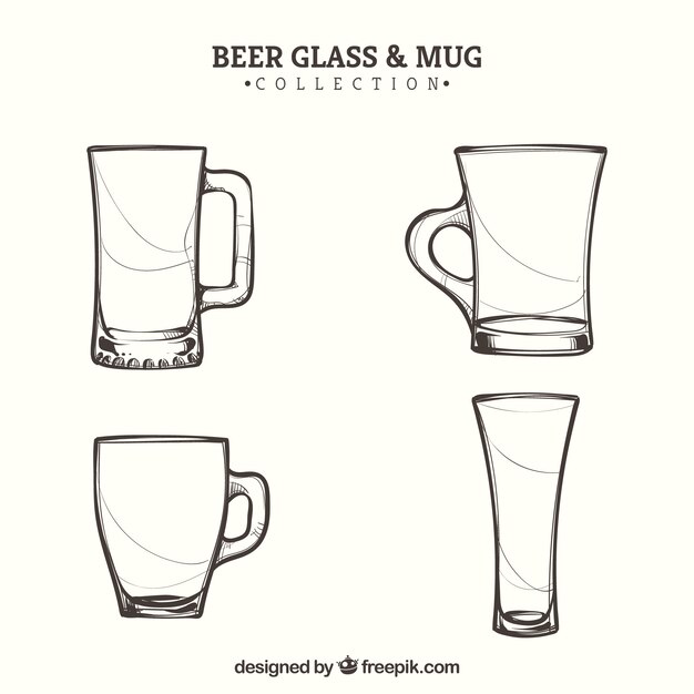Hand drawn beer glass & mug collection
