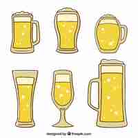 Free vector hand drawn beer glass & mug collection