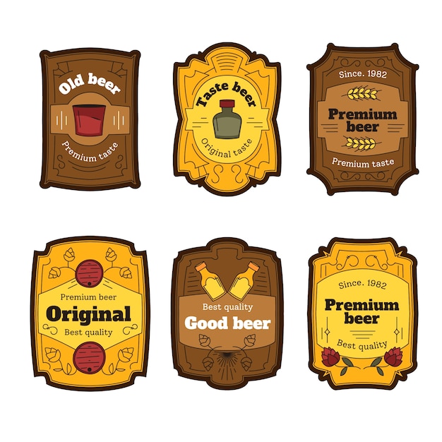 Free vector hand drawn beer label collection