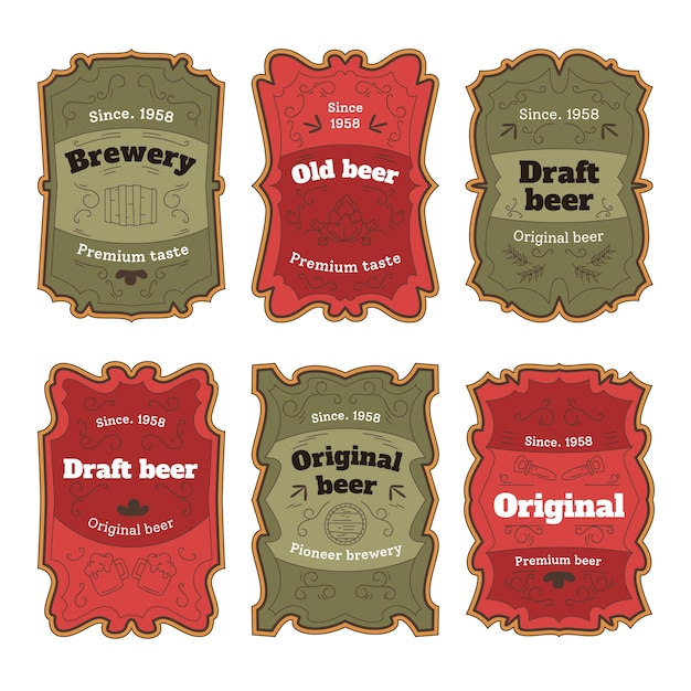 Free vector hand drawn beer label collection