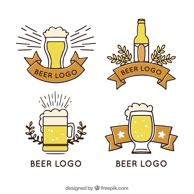 Free vector hand drawn beer logo collection