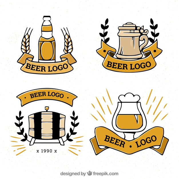 Hand drawn beer logo collection