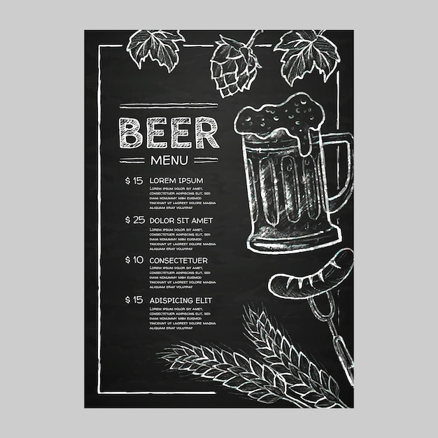 Hand drawn beer menu design