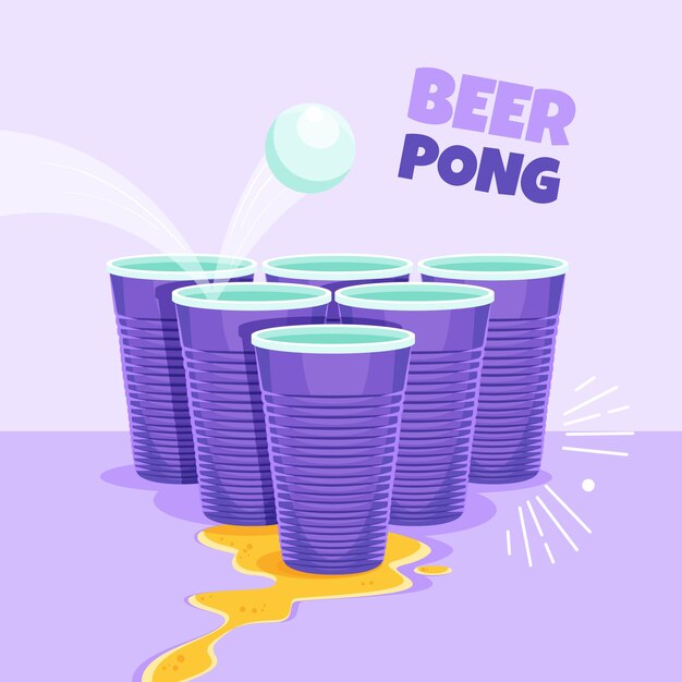 Hand drawn beer pong illustration
