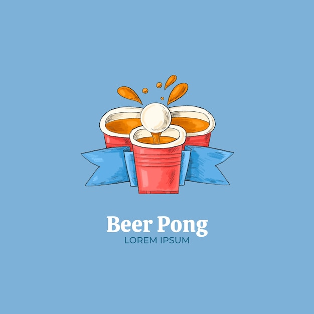 Free vector hand drawn beer pong logo design