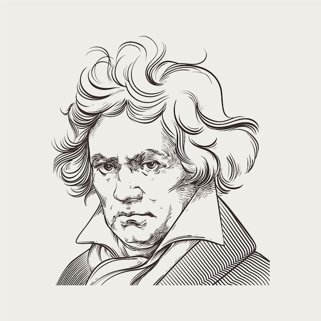 Vettore gratuito illustrazione disegnata a mano del forno di beethoven