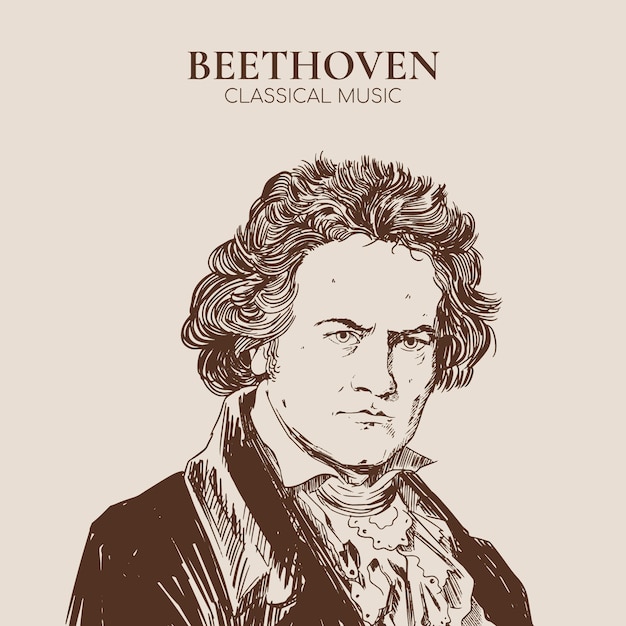 Free vector hand drawn beethoven illustration