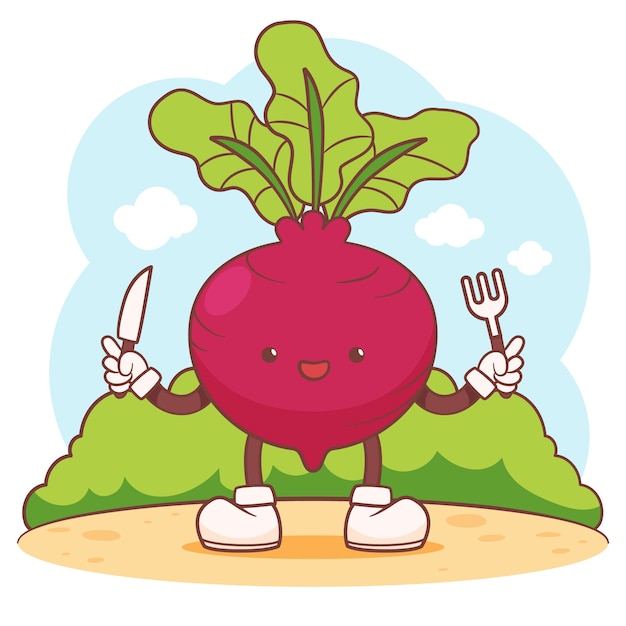 Free vector hand drawn beetroot cartoon illustration