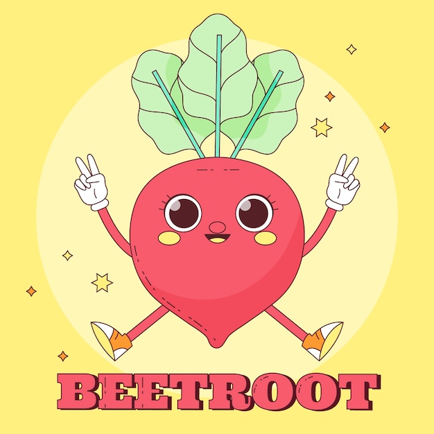 Free vector hand drawn beetroot  cartoon illustration