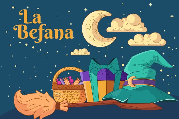 Hand drawn befana background