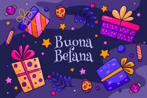 Hand drawn befana background