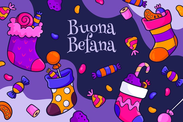 Hand drawn befana background