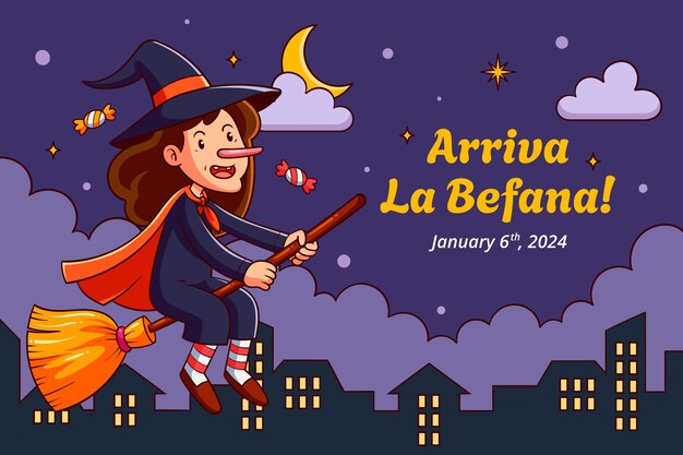 hand drawn befana background