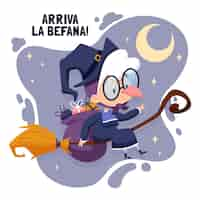 Vettore gratuito concetto di befana disegnato a mano