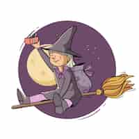 Vettore gratuito illustrazione disegnata a mano della befana