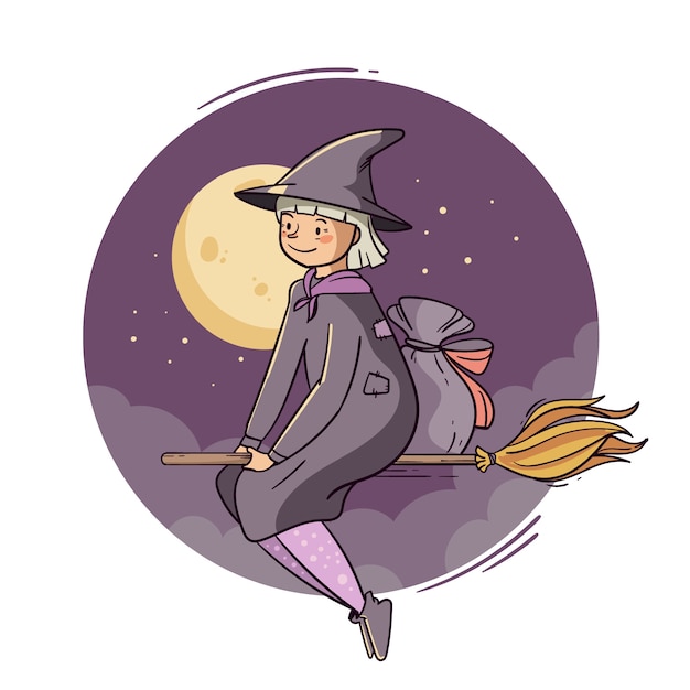 Illustrazione disegnata a mano della befana