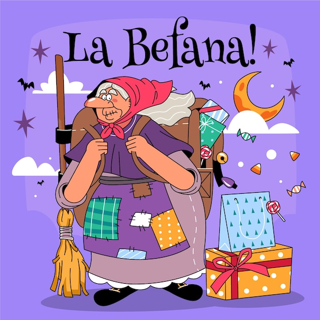 Free vector hand drawn befana illustration