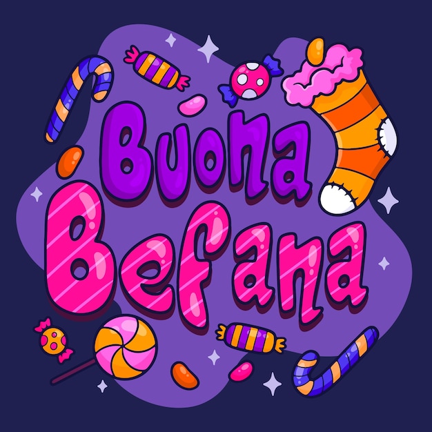 Free vector hand drawn befana text illustration