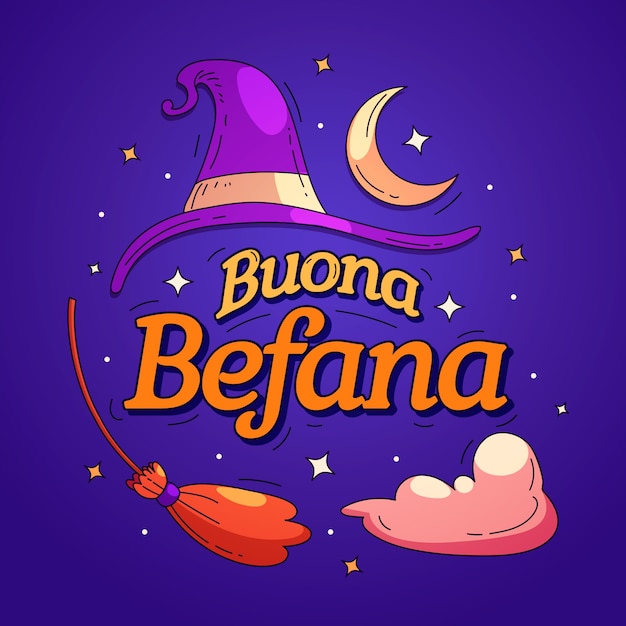 Hand drawn befana text illustration