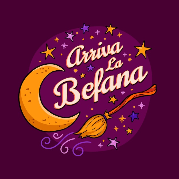 Free vector hand drawn befana text illustration