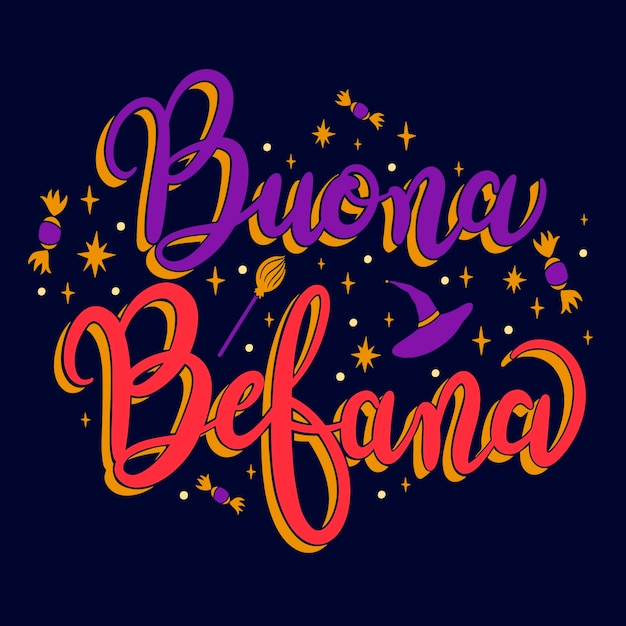 Free vector hand drawn befana text illustration